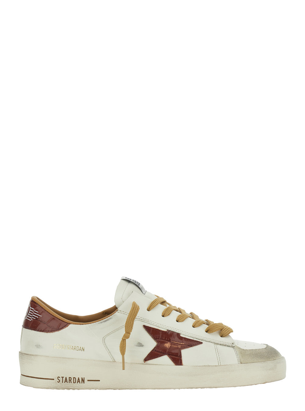 Golden Goose Men 'Stardan' White Sneaker Low Top With Star Patch On The Side And Logo Patch On The Tongue In Leather For Men GOLDEN GOOSE