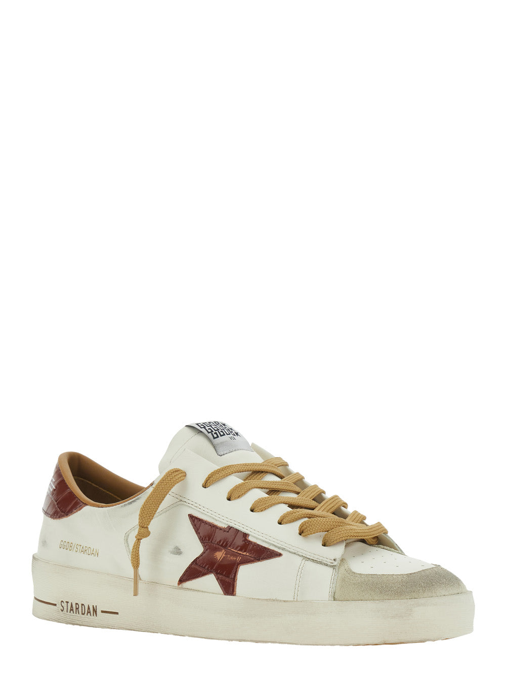 Golden Goose Men 'Stardan' White Sneaker Low Top With Star Patch On The Side And Logo Patch On The Tongue In Leather For Men GOLDEN GOOSE