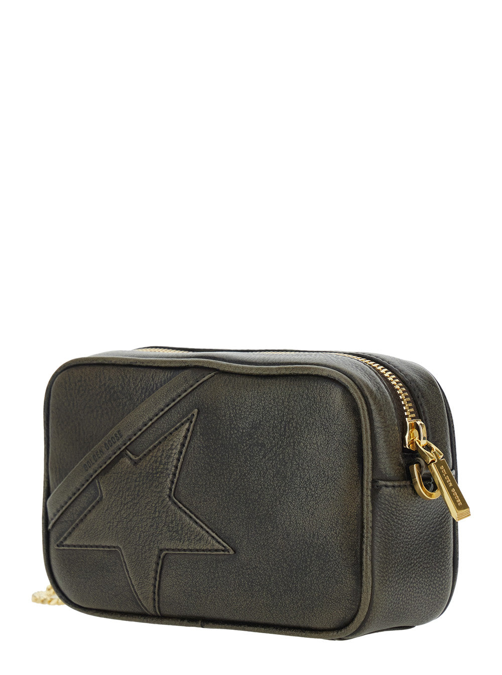 Golden Goose Women Black Crossbody Bag With Removable Chain-Link Shoulder Strap And Star Patch On The Front In Leather Woman GOLDEN GOOSE