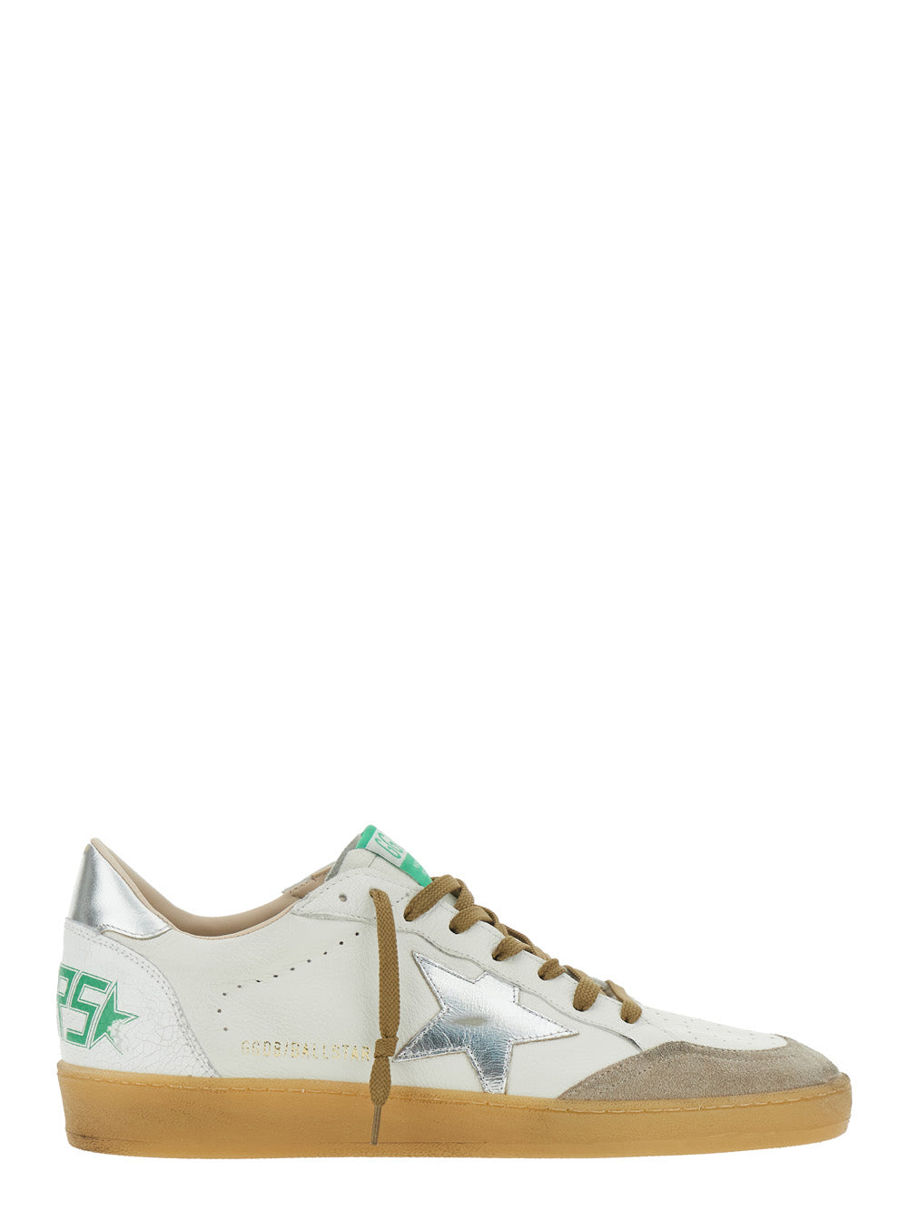 Golden Goose Men 'Ballstar' White Sneaker Low Top With Star Patch On The Side And Logo Patch On The Tongue In Leather For Men GOLDEN GOOSE