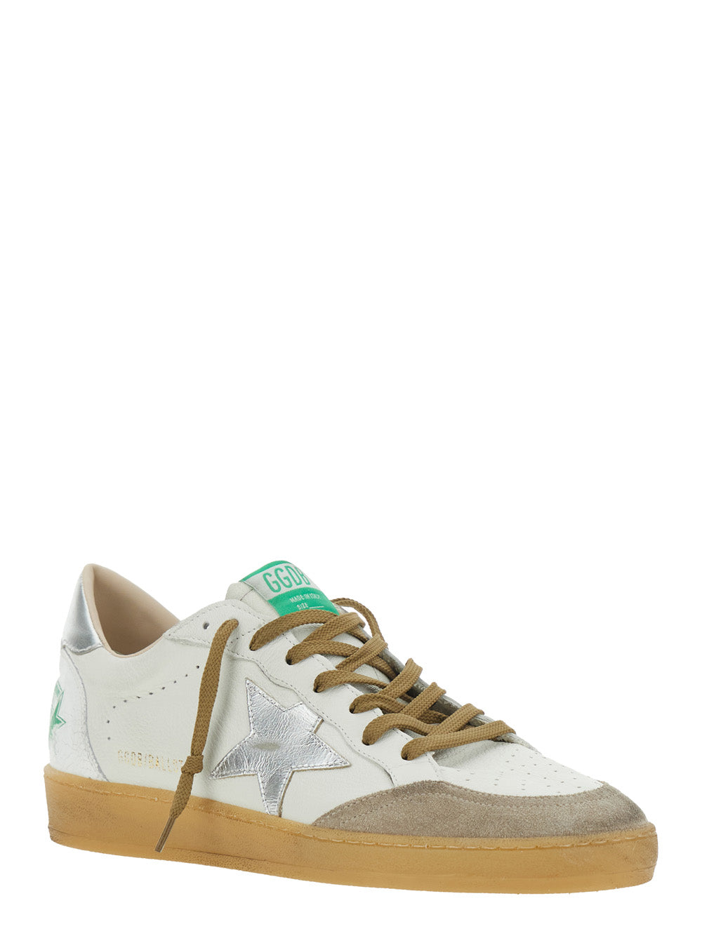 Golden Goose Men 'Ballstar' White Sneaker Low Top With Star Patch On The Side And Logo Patch On The Tongue In Leather For Men GOLDEN GOOSE