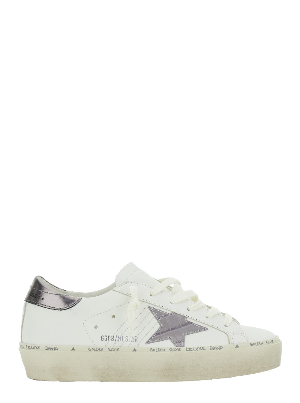 Golden Goose Women Sneaker 'Hi Star' Low Top With Star Patch On The Side And Logo Lettering On The Heel In White Leather For Women GOLDEN GOOSE