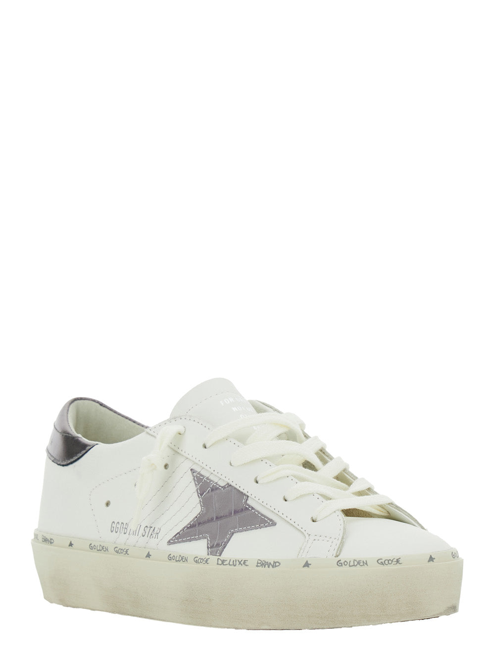 Golden Goose Women Sneaker 'Hi Star' Low Top With Star Patch On The Side And Logo Lettering On The Heel In White Leather For Women GOLDEN GOOSE