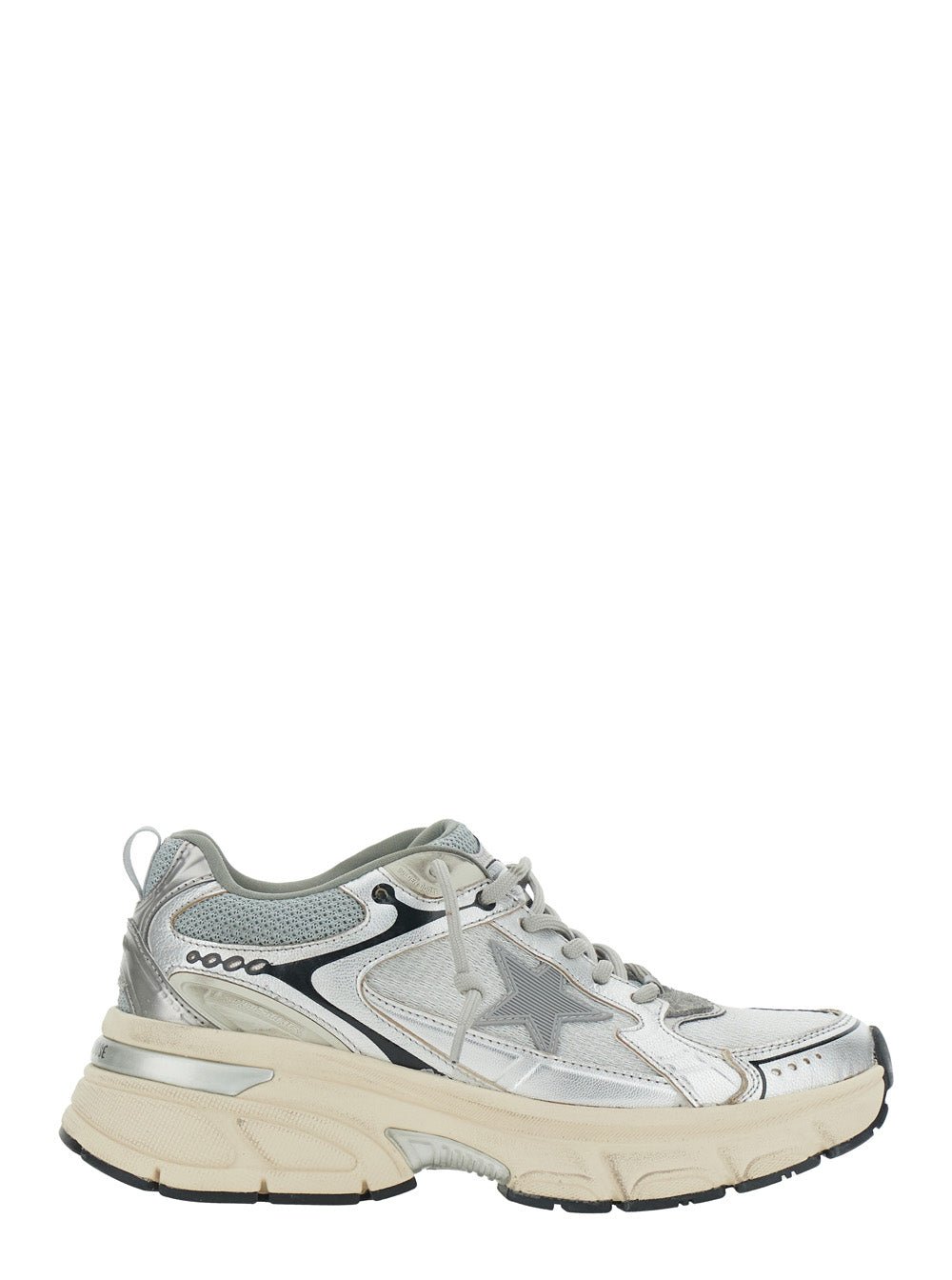 Golden Goose Women 'Lightstar' Grey Low Top Sneakers With Logo Patch On The Tongue And Star Patch On The Side In Leather And Fabric Woman GOLDEN GOOSE