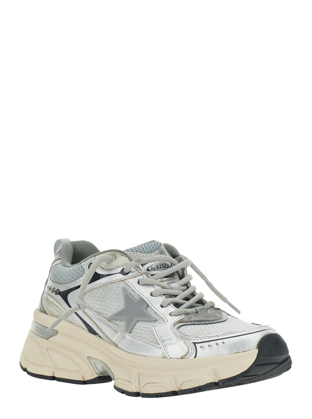 Golden Goose Women 'Lightstar' Grey Low Top Sneakers With Logo Patch On The Tongue And Star Patch On The Side In Leather And Fabric Woman GOLDEN GOOSE