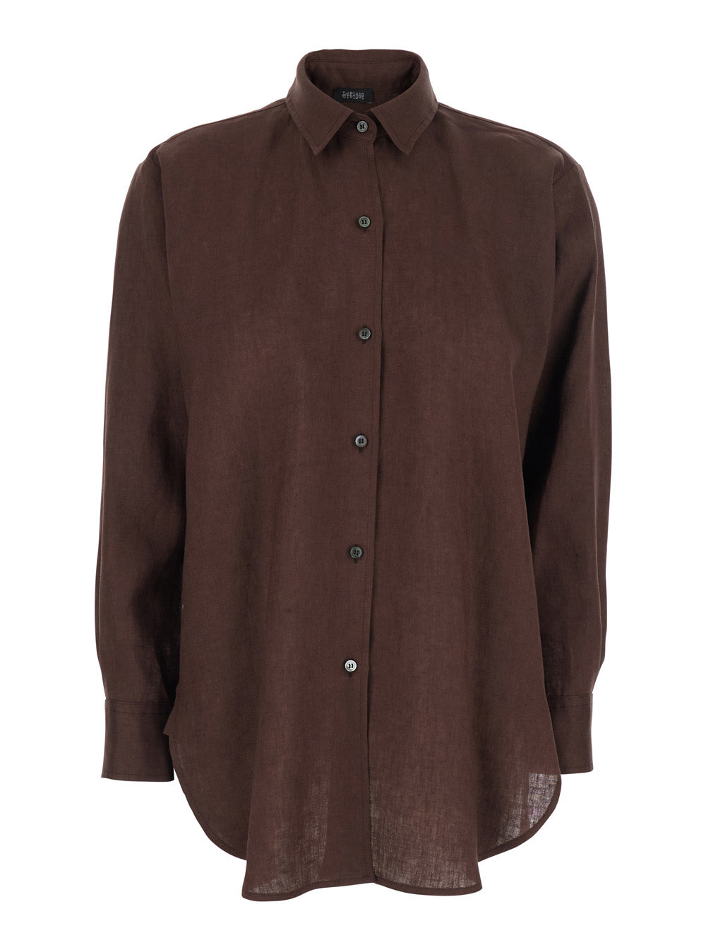 Leplain Women Brown Linen Shirt With Classic Collar And Button Closure Woman LEPLAIN