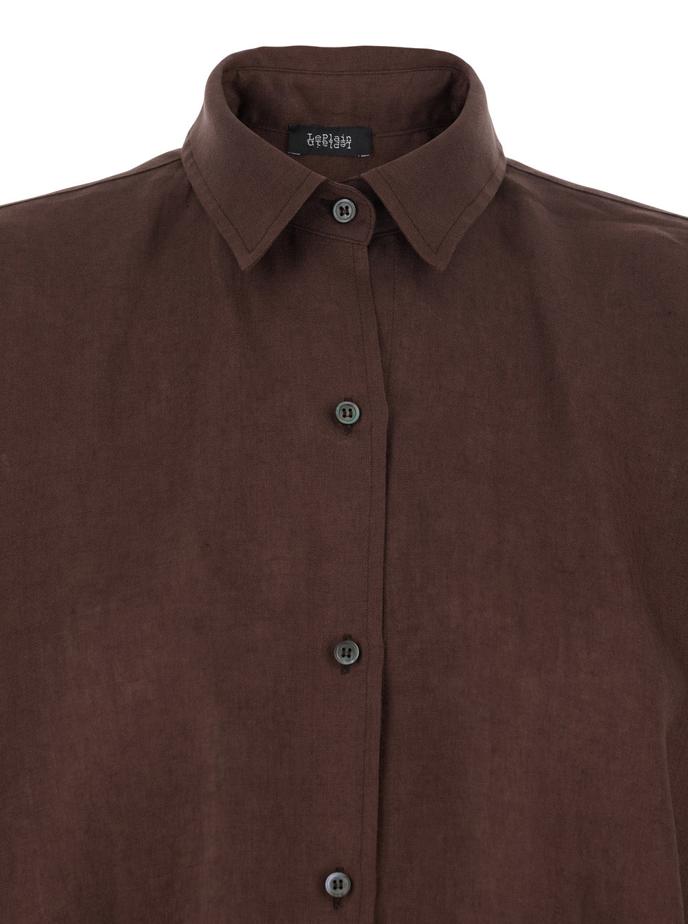 Leplain Women Brown Linen Shirt With Classic Collar And Button Closure Woman LEPLAIN