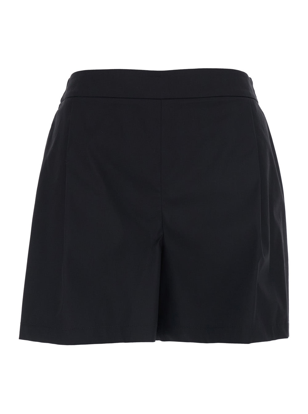 Leplain Women Black Cotton Blend Semi-Elasticated Waist Shorts For Women LEPLAIN