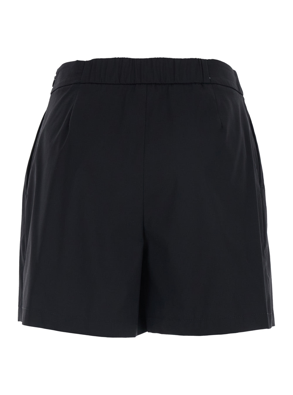 Leplain Women Black Cotton Blend Semi-Elasticated Waist Shorts For Women LEPLAIN