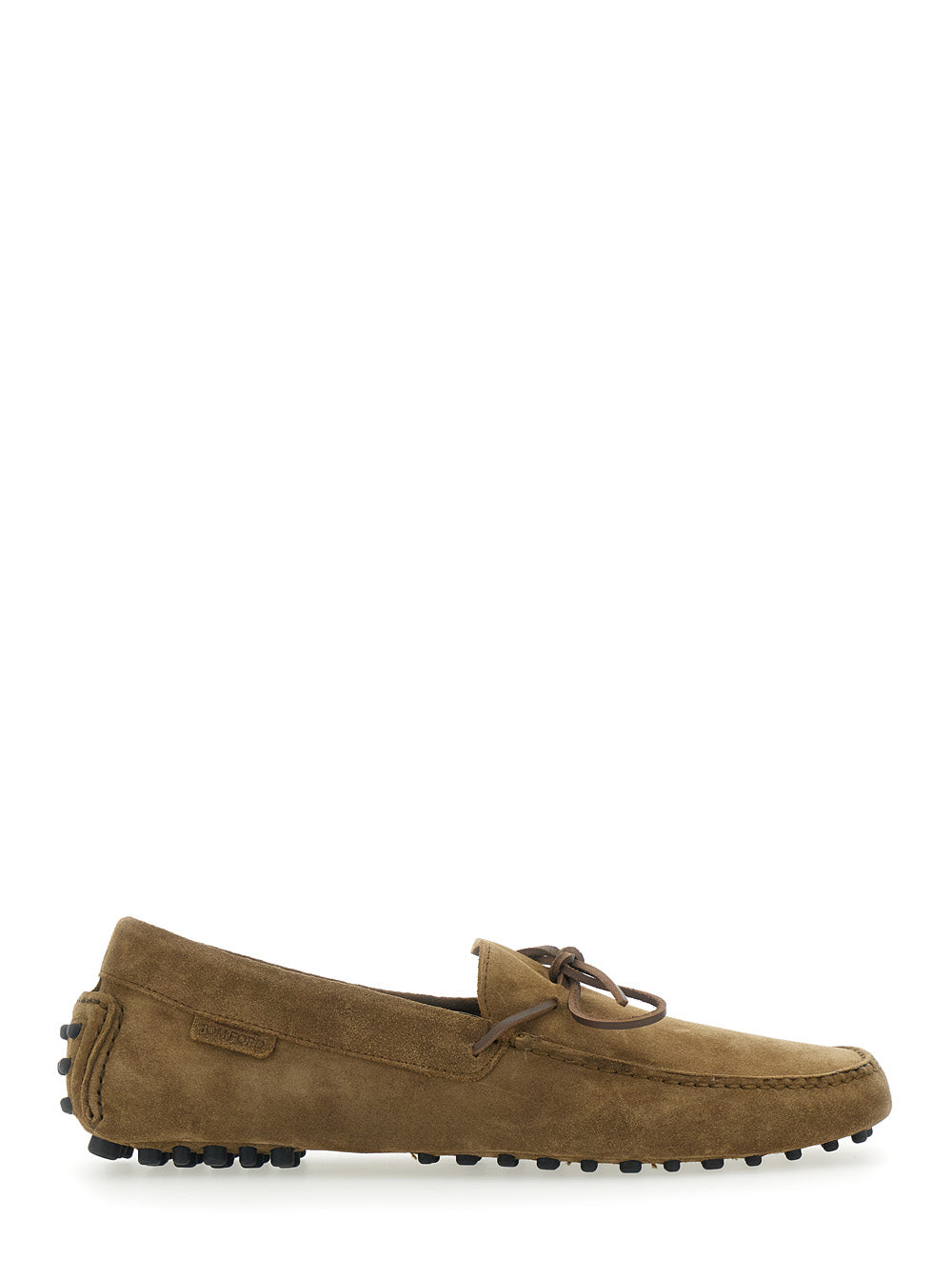 Tom Ford Men 'Driver' Brown Loafers With Rounded Toe And Bow Detail In Suede For Men TOM FORD