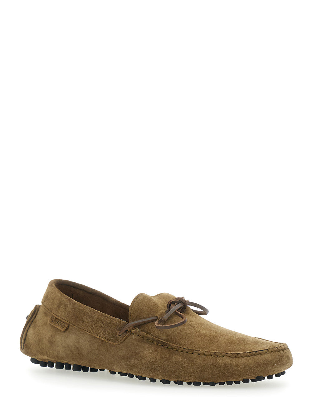 Tom Ford Men 'Driver' Brown Loafers With Rounded Toe And Bow Detail In Suede For Men TOM FORD