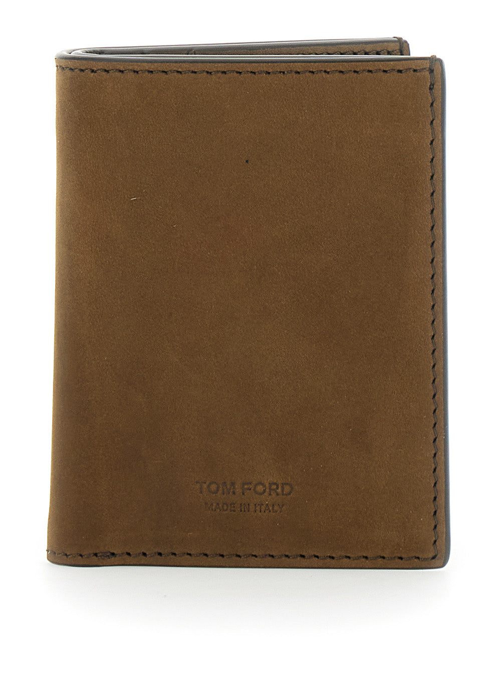 Tom Ford Men Brown Card Holder With Logo Lettering On The Front In Leather Man TOM FORD