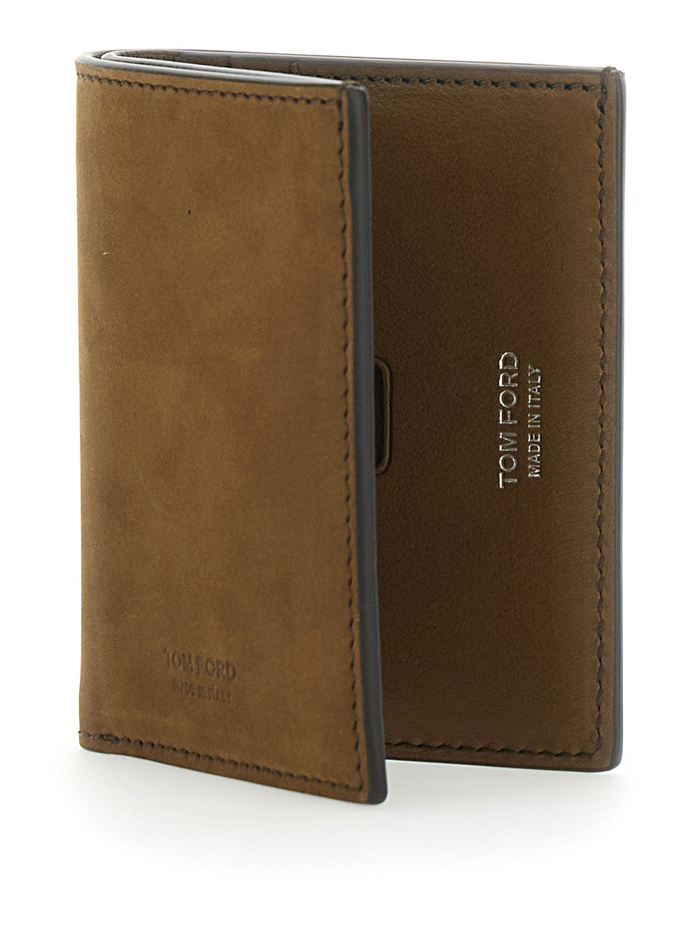 Tom Ford Men Brown Card Holder With Logo Lettering On The Front In Leather Man TOM FORD