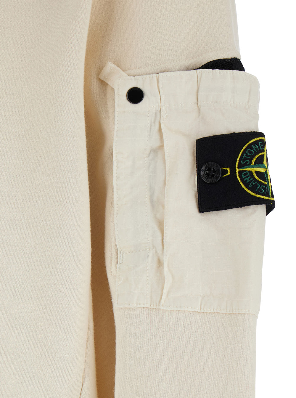 Stone Island Men White High Neck Sweatshirt With Applied Pocket On Sleeve And Logo Patch On Sleeve In Cotton For Men STONE ISLAND
