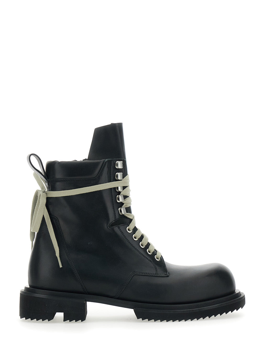 Rick Owens Men Men's 'Low Army' Ankle Boots With Oversized Decorative Laces And Tank Sole In Black Leather RICK OWENS