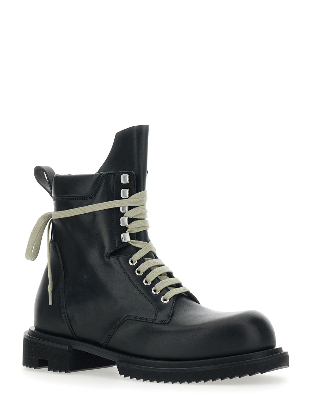 Rick Owens Men Men's 'Low Army' Ankle Boots With Oversized Decorative Laces And Tank Sole In Black Leather RICK OWENS
