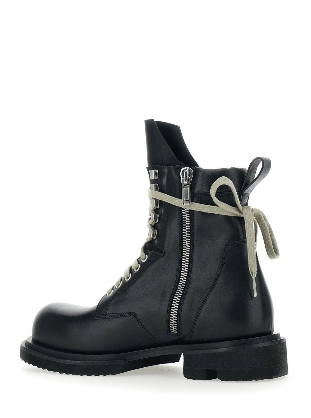 Rick Owens Men Men's 'Low Army' Ankle Boots With Oversized Decorative Laces And Tank Sole In Black Leather RICK OWENS