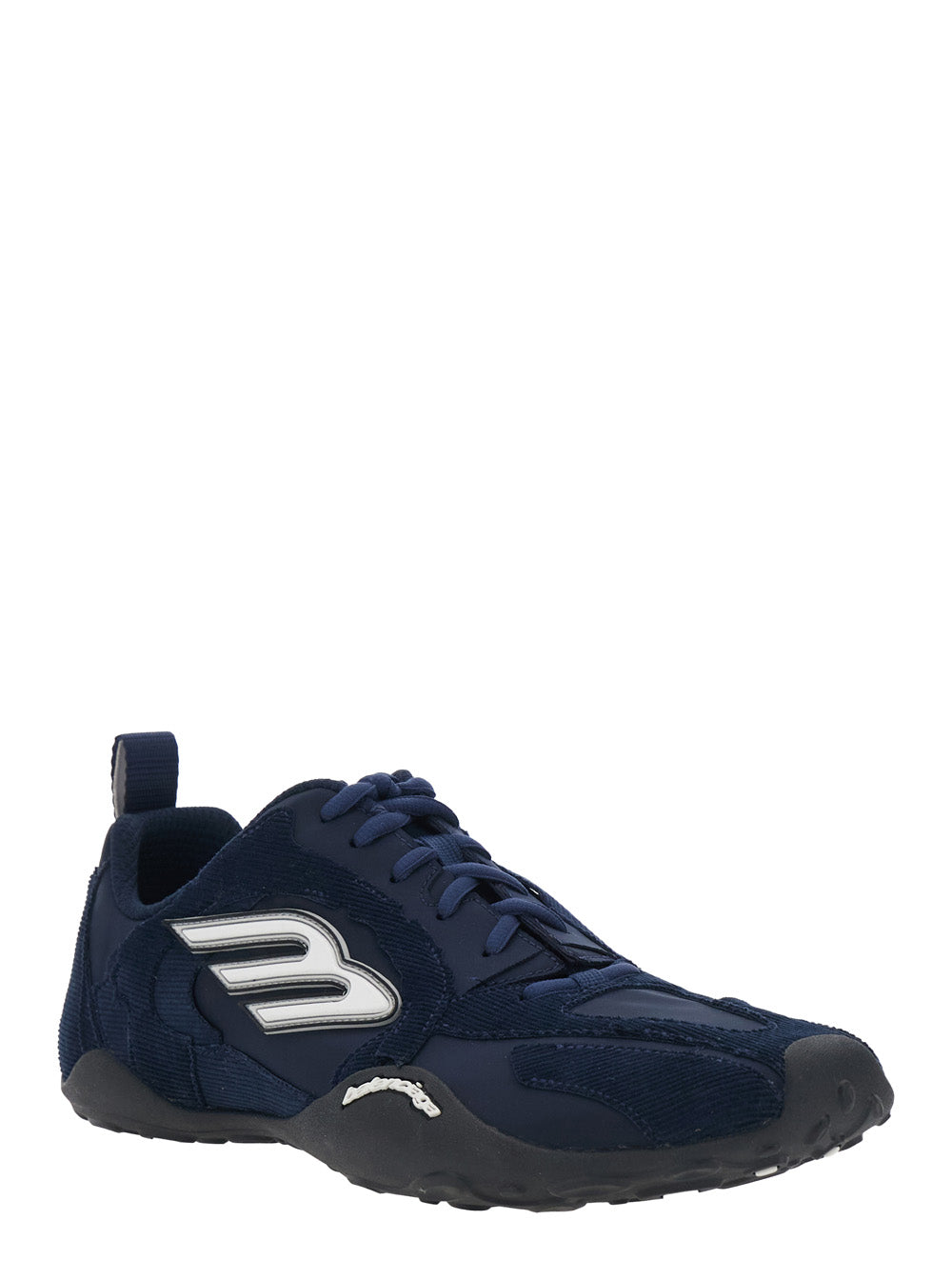 Balenciaga Men Sneaker 'Monday Ultra' Low Top With Logo Detail On The Side And Velvet Inserts In Blue Tech Fabric For Men BALENCIAGA