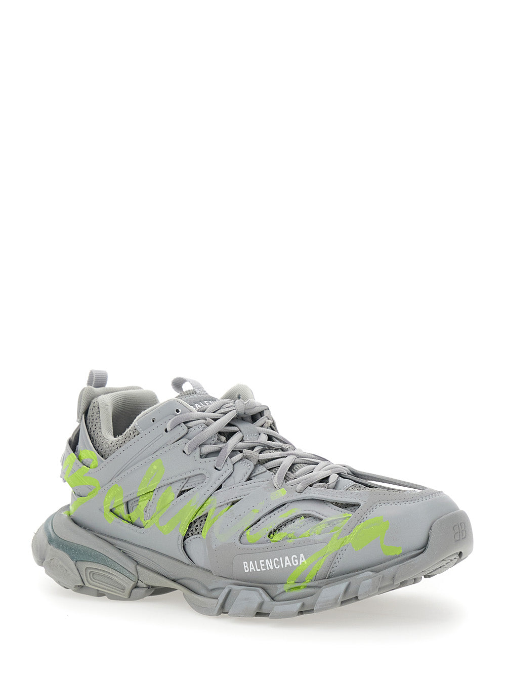 Balenciaga Men 'Track' Grey Low Top Sneakers With Logo Lettering On The Tongue In Tech Fabric Man BALENCIAGA