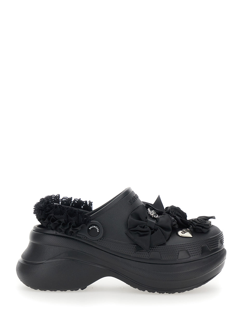 Balenciaga Women 'Jibbitz X Crocs' Black Mule With Logo Plaque And Applications In Rubber Woman BALENCIAGA