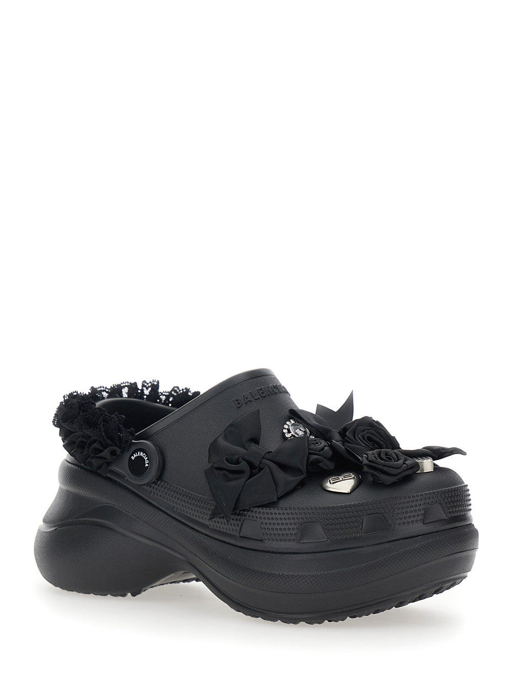 Balenciaga Women 'Jibbitz X Crocs' Black Mule With Logo Plaque And Applications In Rubber Woman BALENCIAGA