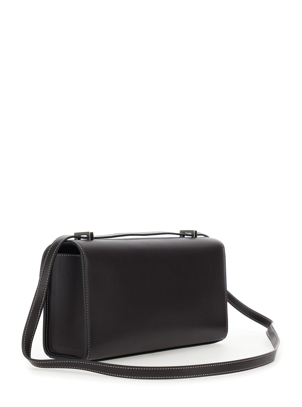 Savette Women Shoulder Bag 'Simmetry' With Top Strap And Turn Lock Closure In Brown Leather For Women SAVETTE