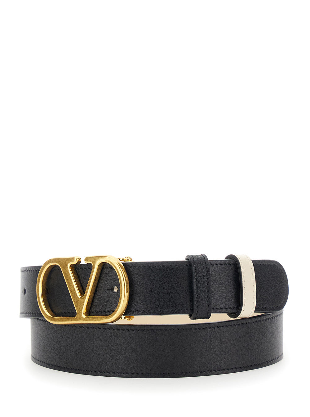 Valentino Garavani Women Black Reversible Belt With Vlogo Buckle In Leather Woman VALENTINO GARAVANI