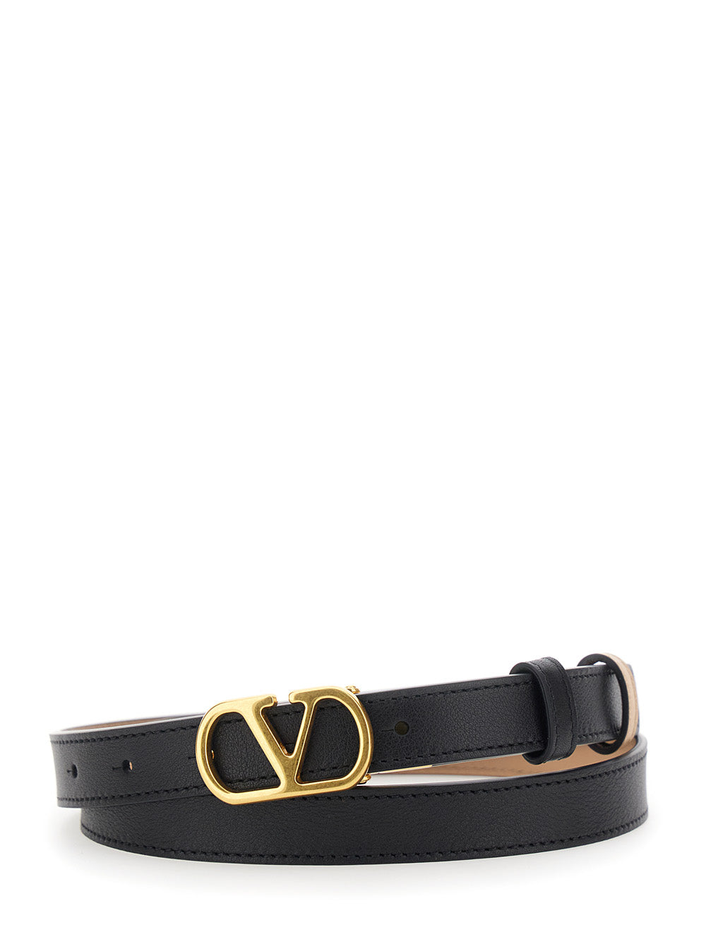 Valentino Garavani Women Black Reversible Belt With Vlogo Buckle In Leather Woman VALENTINO GARAVANI