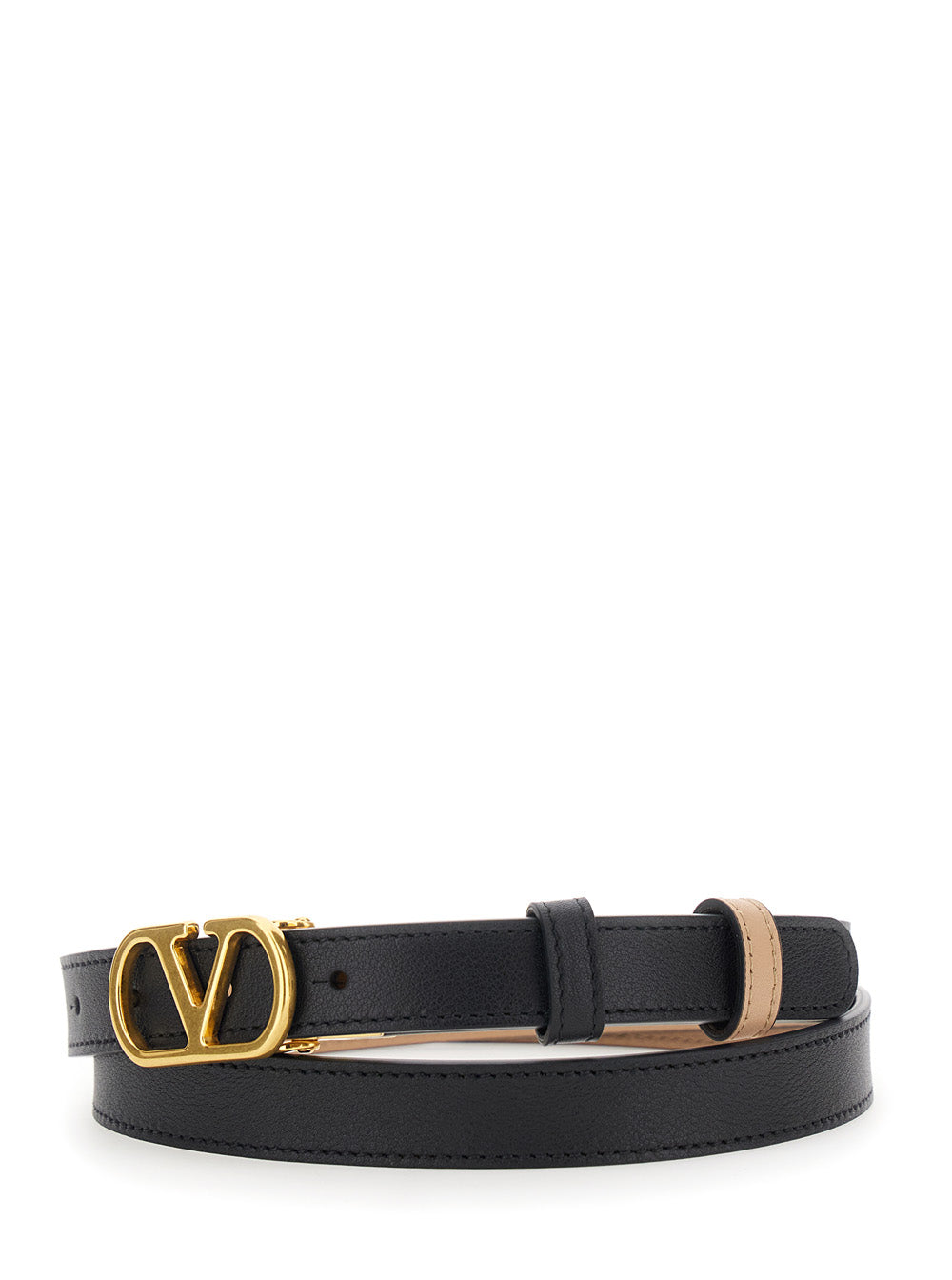 Valentino Garavani Women Black Reversible Belt With Vlogo Buckle In Leather Woman VALENTINO GARAVANI