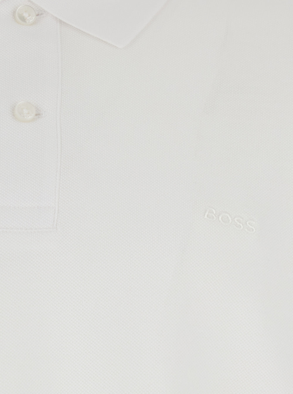 Boss Men White Polo With Button Closure In Cotton Man BOSS