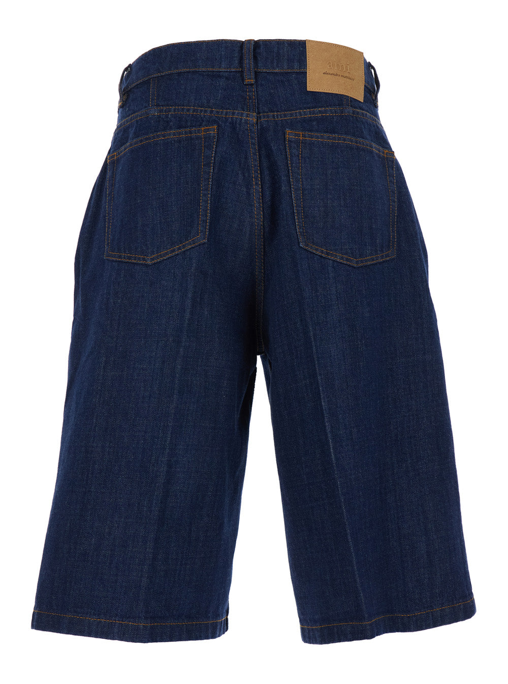 Ami Paris Men Blue Five-Pocket Bermuda Shorts With Logo Patch On The Back In Denim Man AMI PARIS
