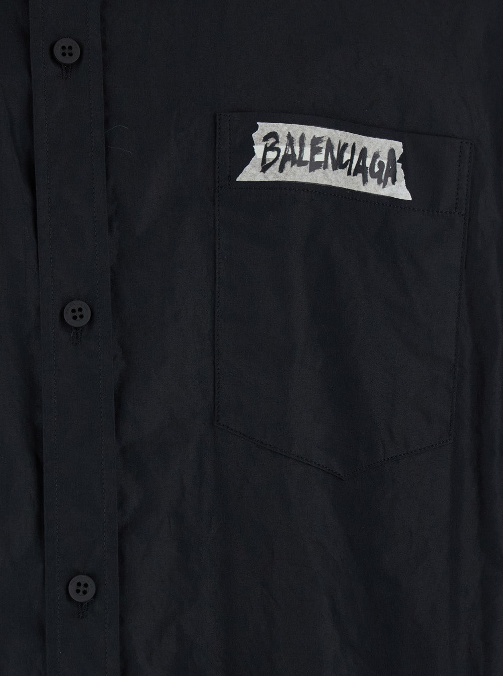 Balenciaga Men Black Shirt With Button-Down Collar And Logo On Front And Back In Cotton Man BALENCIAGA