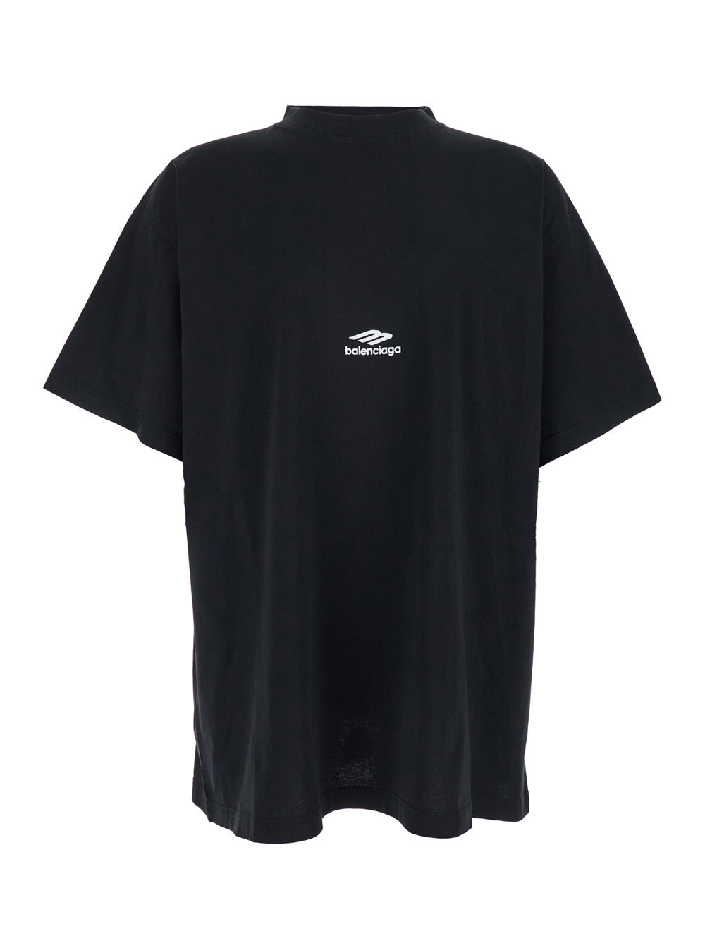 Balenciaga Men Black Tshirt With Logo On Front And Maxi Logo On Back In Cotton Man BALENCIAGA