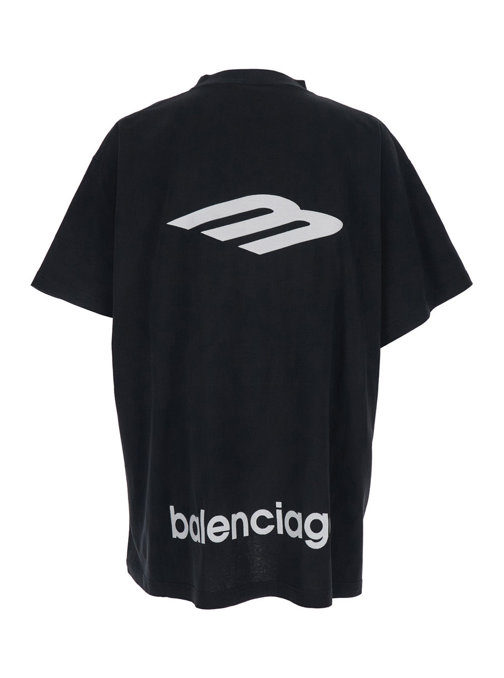 Balenciaga Men Black Tshirt With Logo On Front And Maxi Logo On Back In Cotton Man BALENCIAGA