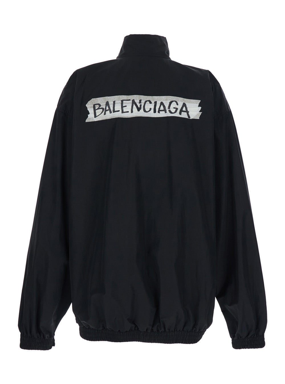 Balenciaga Men Black Jacket With High Collar And Logo On Front And Back In Cotton Blend Man BALENCIAGA