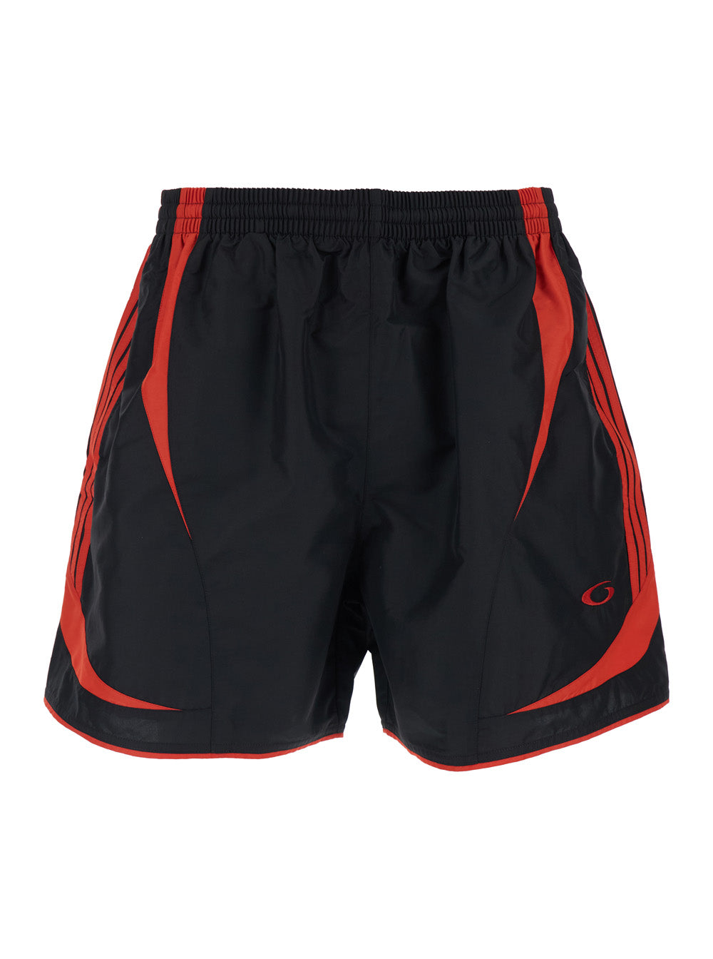 Balenciaga Men Black Tech Fabric Shorts With Elastic Waist And Logo On Front And Back For Men BALENCIAGA