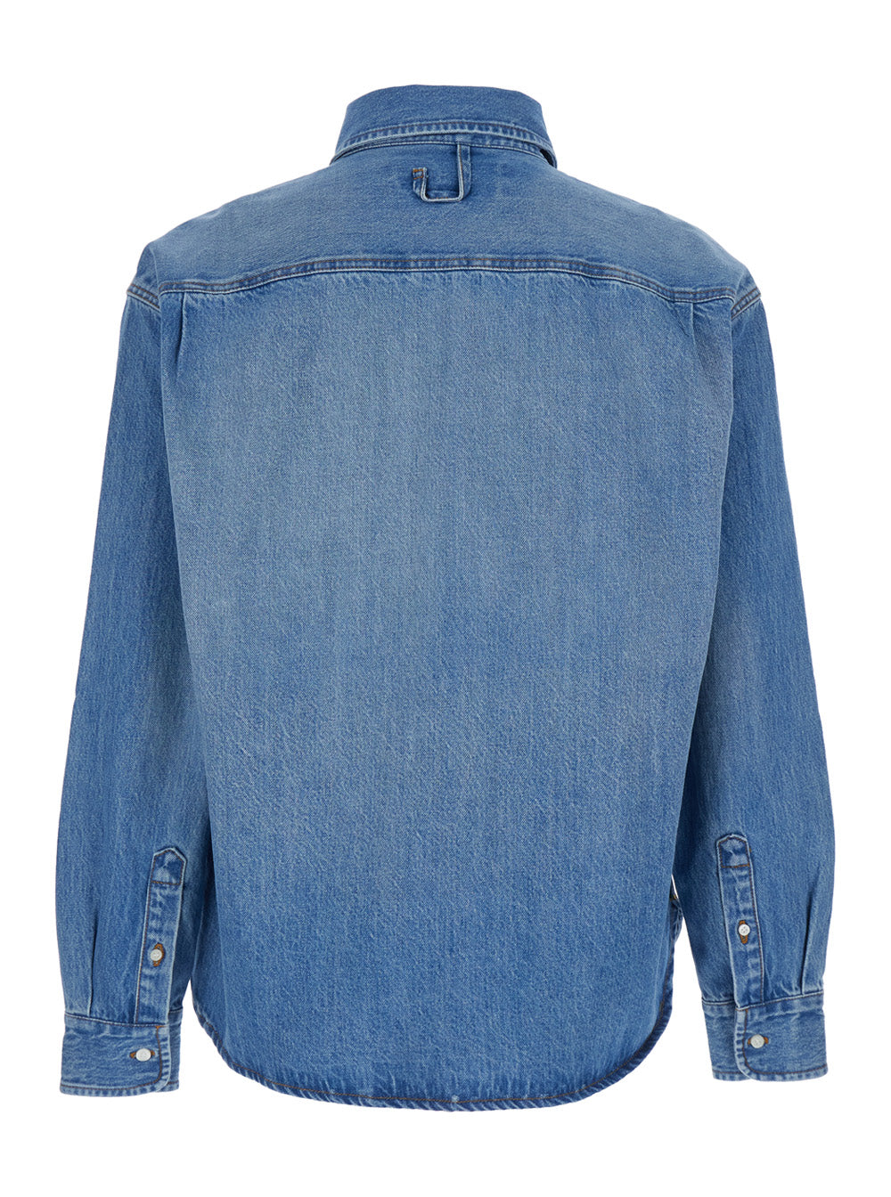 Jacquemus Men 'Simon' Light Blue Shirt With Classic Collar And Logo Lettering Embroidery On The Front In Denim For Men JACQUEMUS