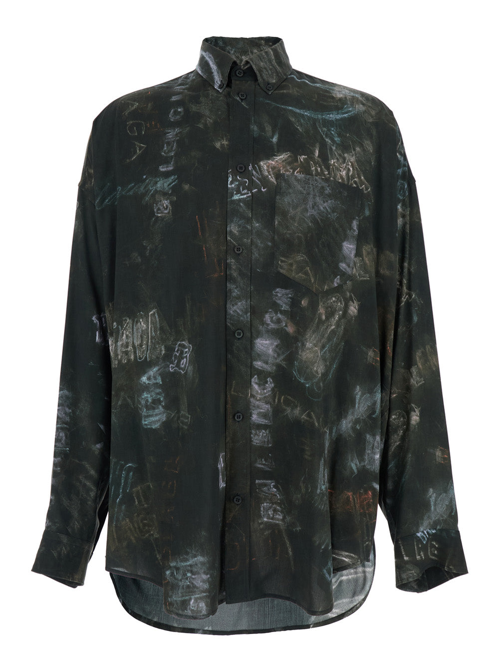 Balenciaga Men Black Shirt With All-Over Print In Viscose Men BALENCIAGA