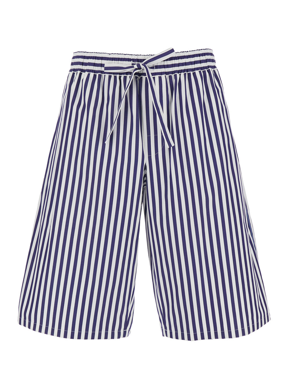 Dolce & Gabbana Men Blue Bermuda Shorts With Striped Motif And Elastic Waist In Cotton For Men DOLCE & GABBANA