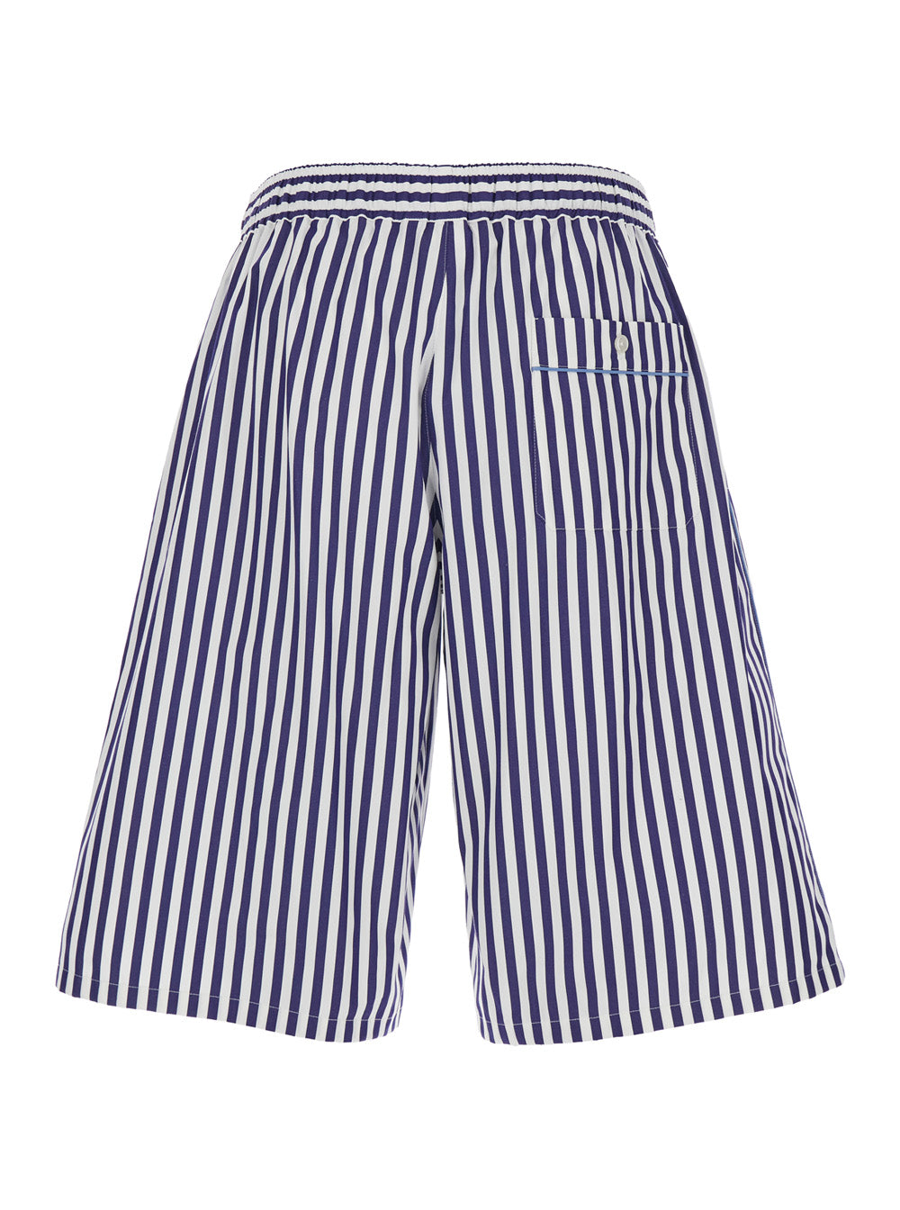 Dolce & Gabbana Men Blue Bermuda Shorts With Striped Motif And Elastic Waist In Cotton For Men DOLCE & GABBANA
