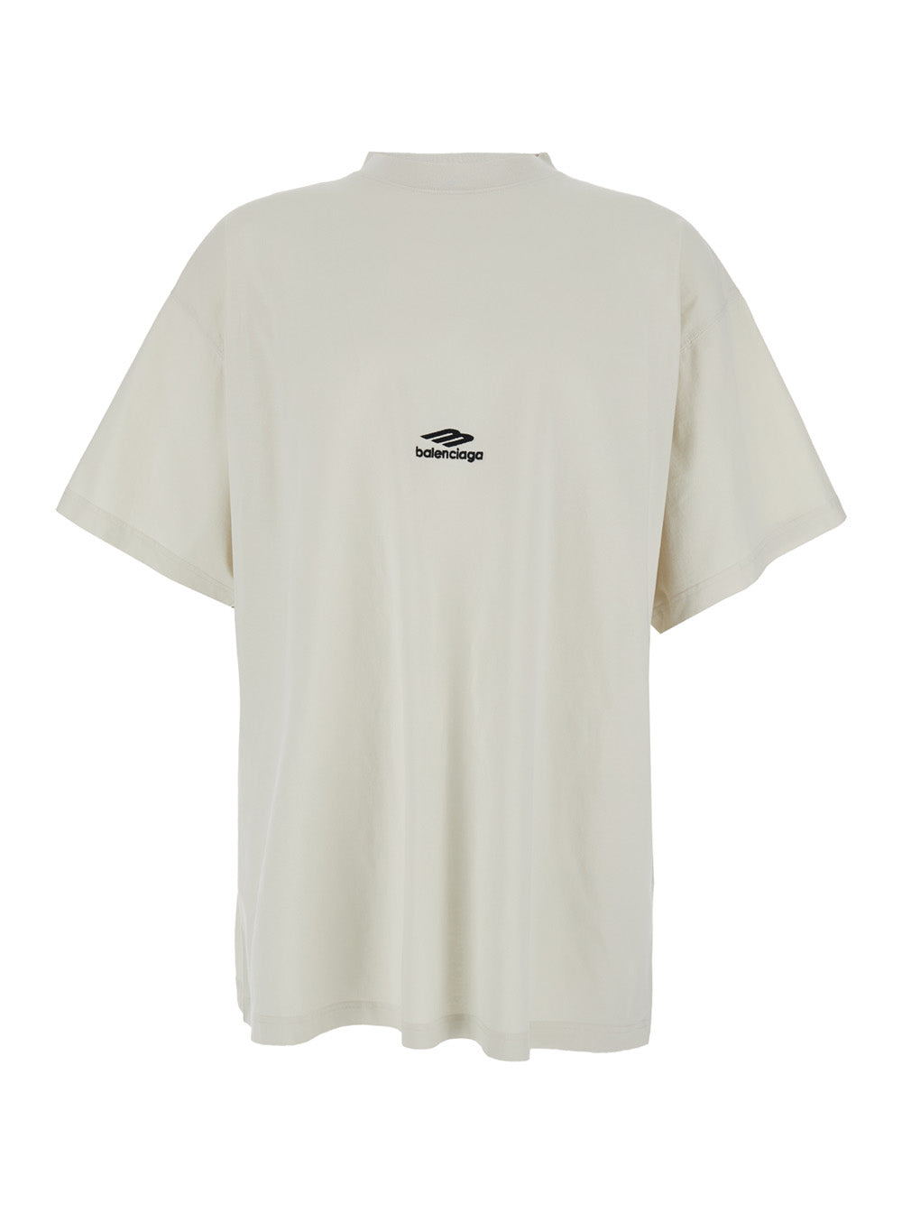 Balenciaga Men White Cotton T-Shirt For Men With Front Logo And Maxi Logo On The Back BALENCIAGA