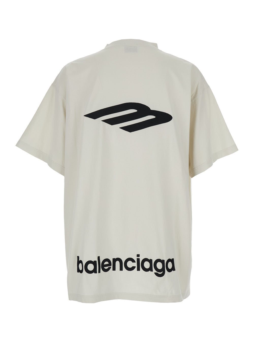 Balenciaga Men White Cotton T-Shirt For Men With Front Logo And Maxi Logo On The Back BALENCIAGA