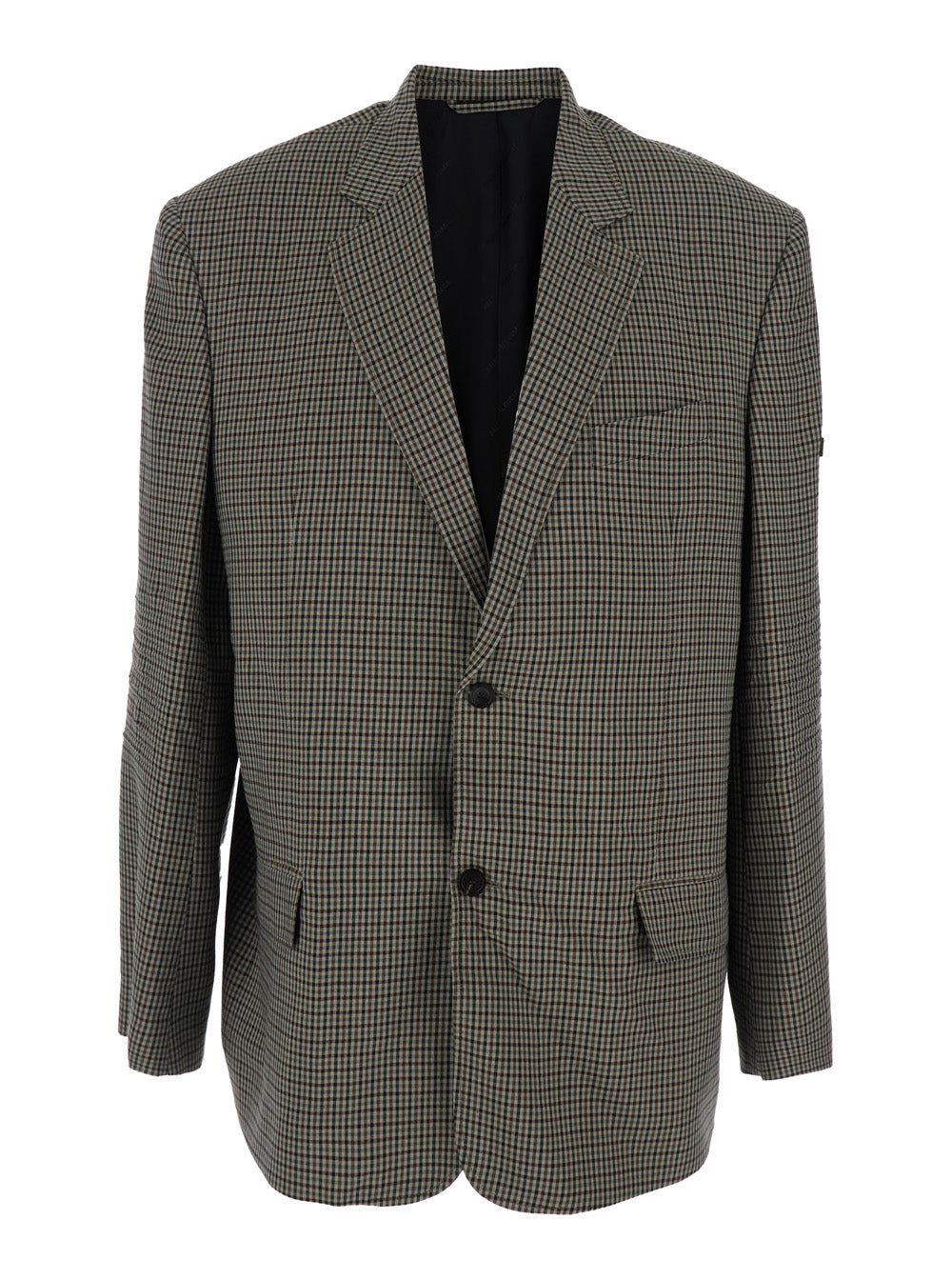 Balenciaga Men Brown Striped Jacket With Logo Patch On Sleeve For Men BALENCIAGA