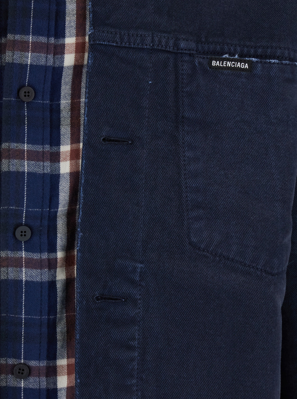 Balenciaga Men Blue Jacket With Double Layer Effect And Striped Motif In Cotton For Men BALENCIAGA