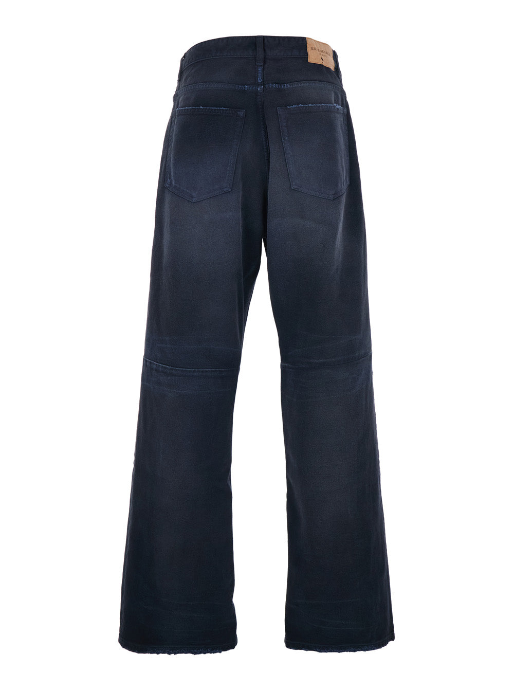 Balenciaga Men Blue Jeans With Faded Effect And Logo Patch On The Back In Cotton Man BALENCIAGA