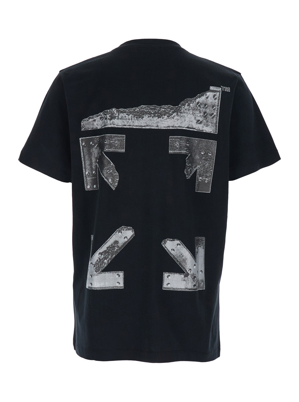 Off-White Men Black T-Shirt With Logo On Front And Back In Cotton For Men OFF-WHITE