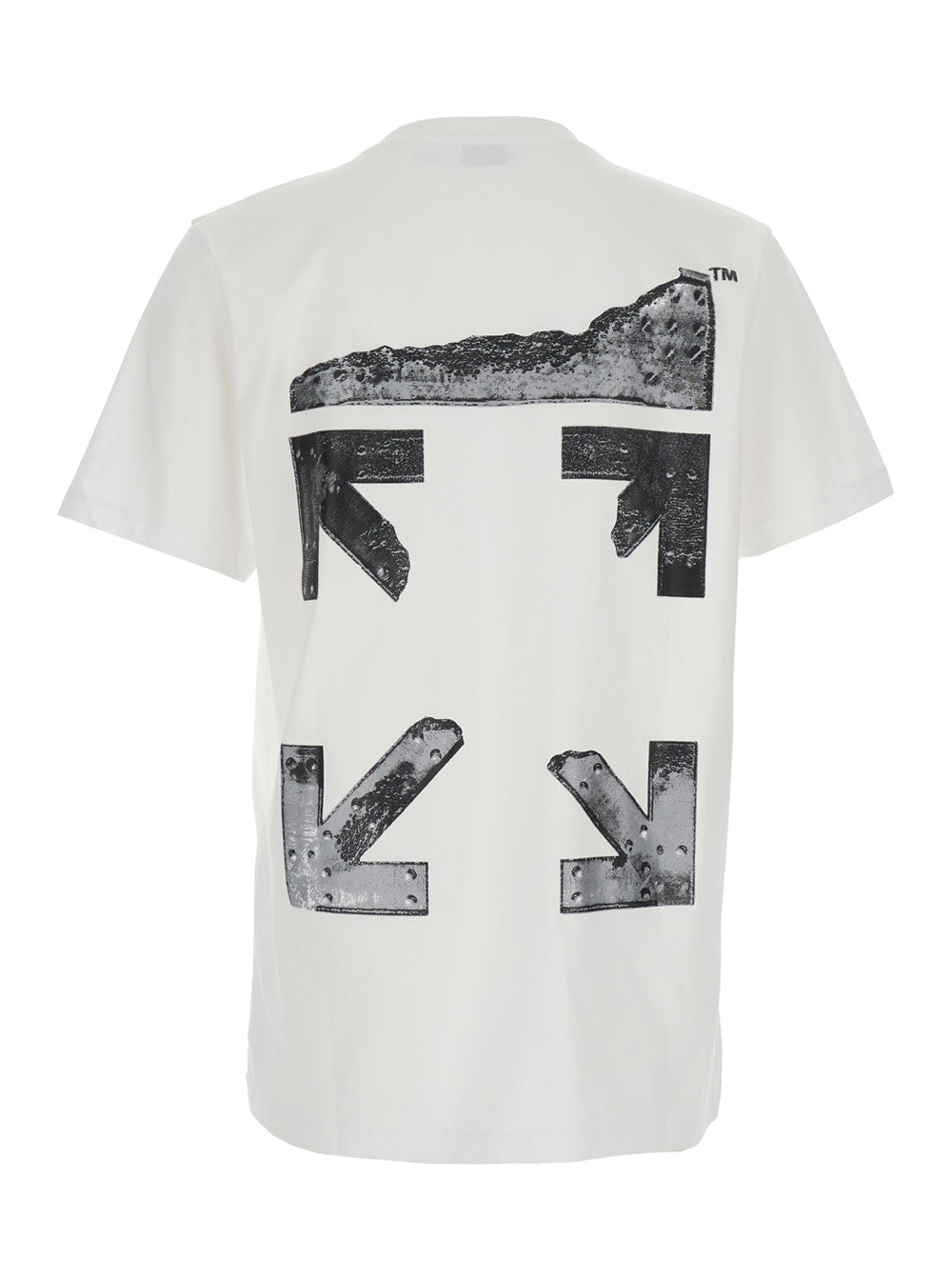 Off-White Men White Cotton Crew Neck T-Shirt With Front And Back Logo For Men OFF-WHITE