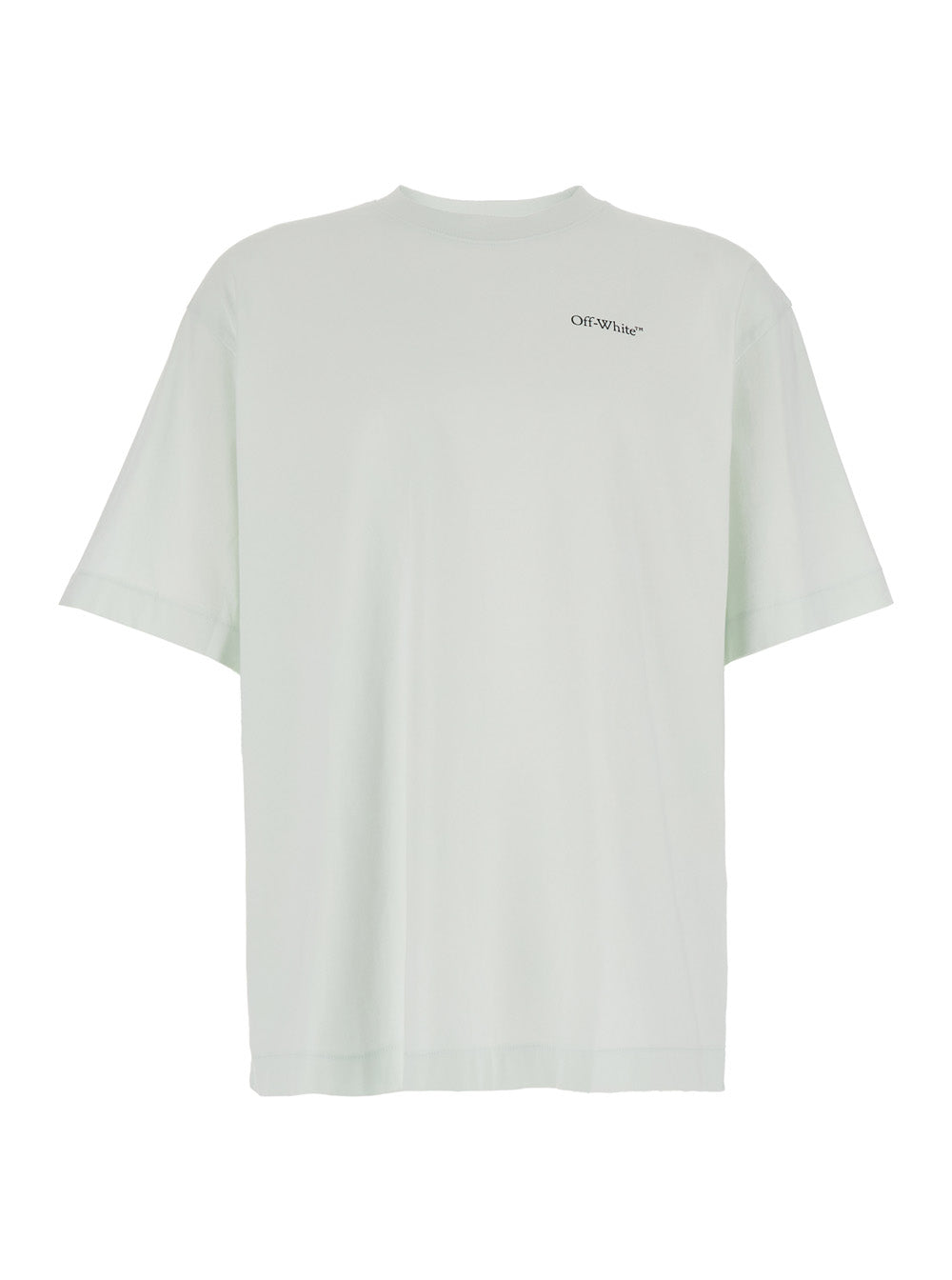 Off-White Men Light Green T-Shirt With Logo On Front In Cotton For Men OFF-WHITE