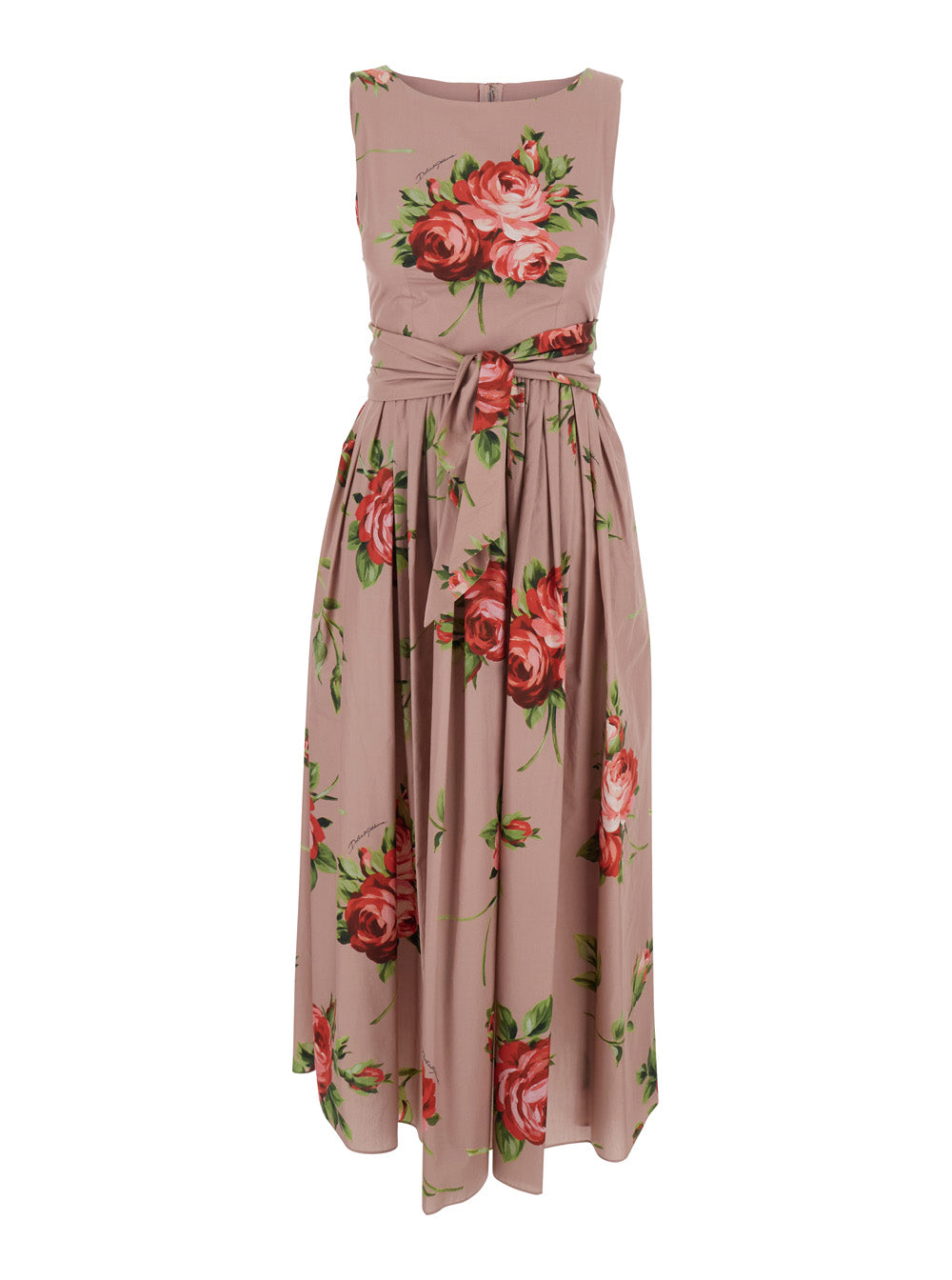 Dolce & Gabbana Women Pink Dress With Floral Print And Zip Closure At The Back In Cotton For Women DOLCE & GABBANA