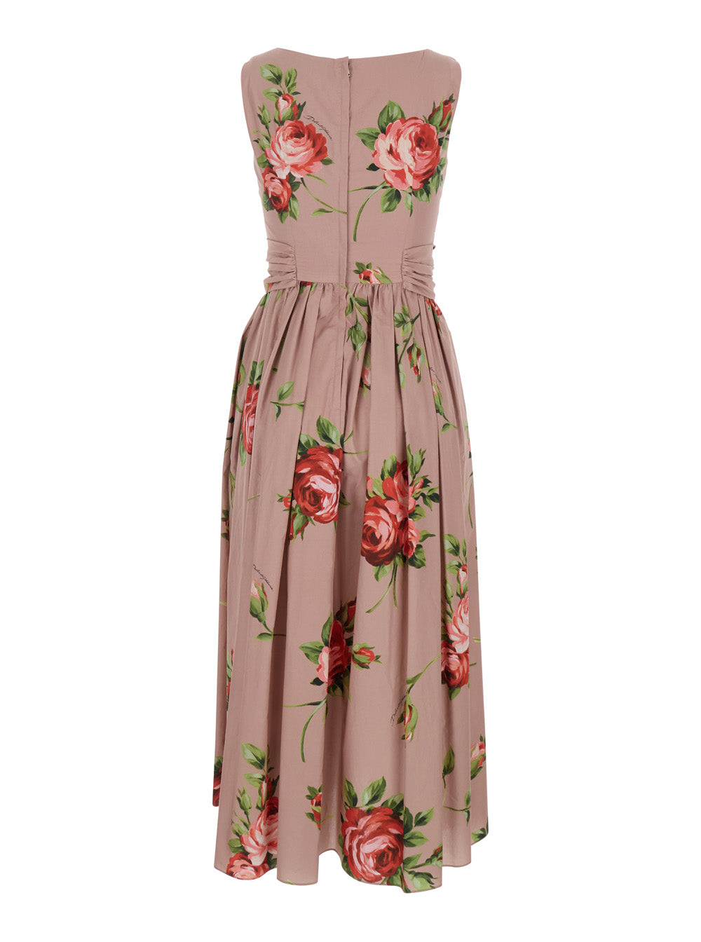 Dolce & Gabbana Women Pink Dress With Floral Print And Zip Closure At The Back In Cotton For Women DOLCE & GABBANA